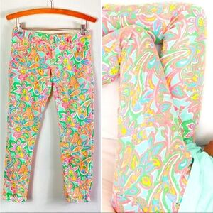 Lilly Pulitzer Worth Skinny Mini Low Rise Jeans Size 2 Bright Colors